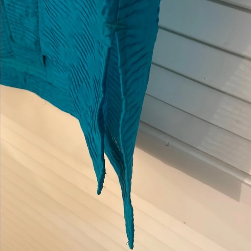 Chico's Vibrant Turquoise Pleated Open Slit Lightweight Jacket